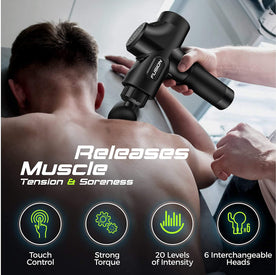 Fusion Black Pro Muscle Massage Gun Deep Tissue Percussion Muscle Massager  Gun for Athletes Pain Relief Therapy and Relaxation, Percussion Therapy  Chiropractor Massager, Body Massager (White Pro) 